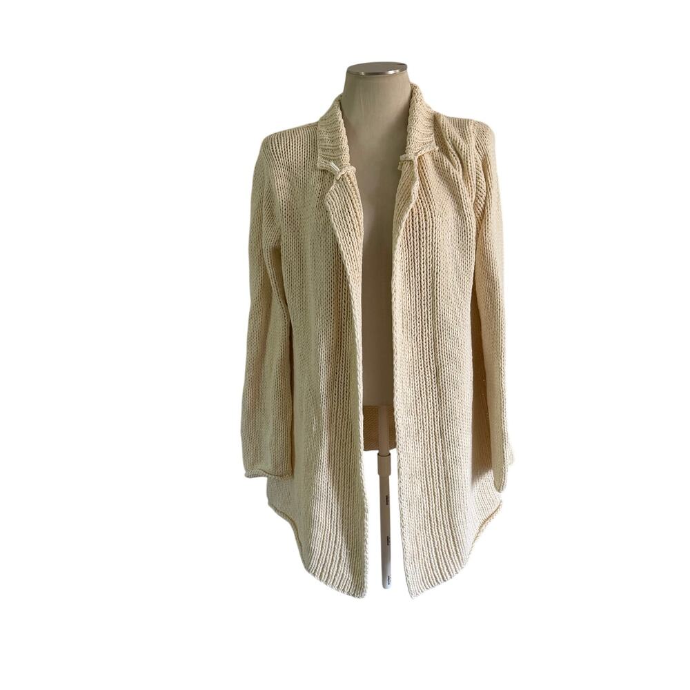 Eileen Fisher Cream Heavy Knit Cotton Cardigan XL Minimalist Capsule Wardrobe